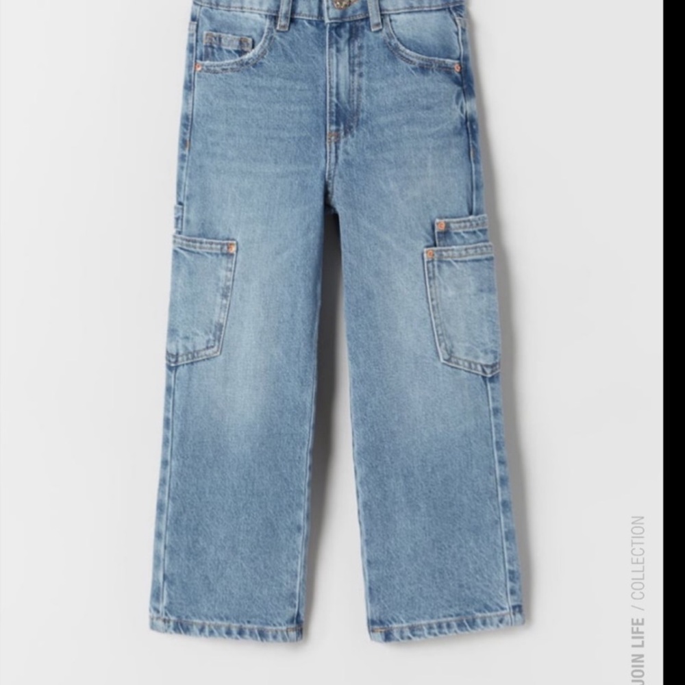 WORN ONCE Zara kids blue cargo jeans